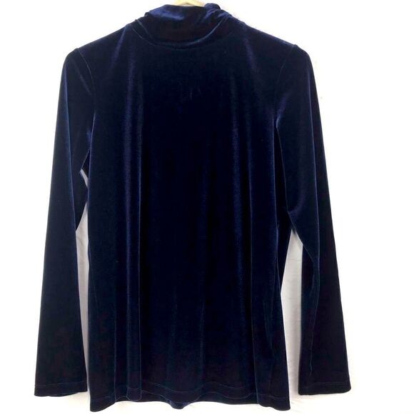 Susan Graver Midnight Blue Velvet Turtleneck Top - Picture 3 of 7